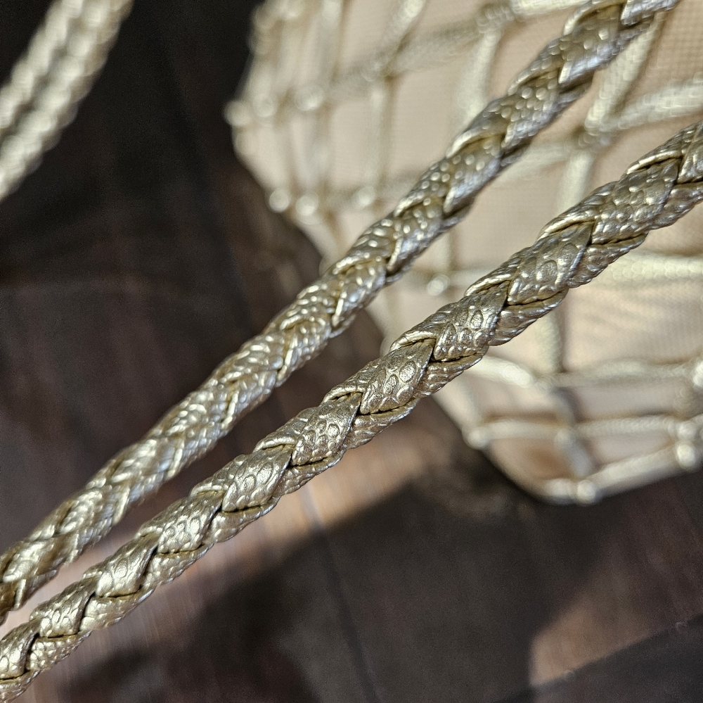 Tianni Metallic Gold Woven Bucket Bag - Picture 5 of 15